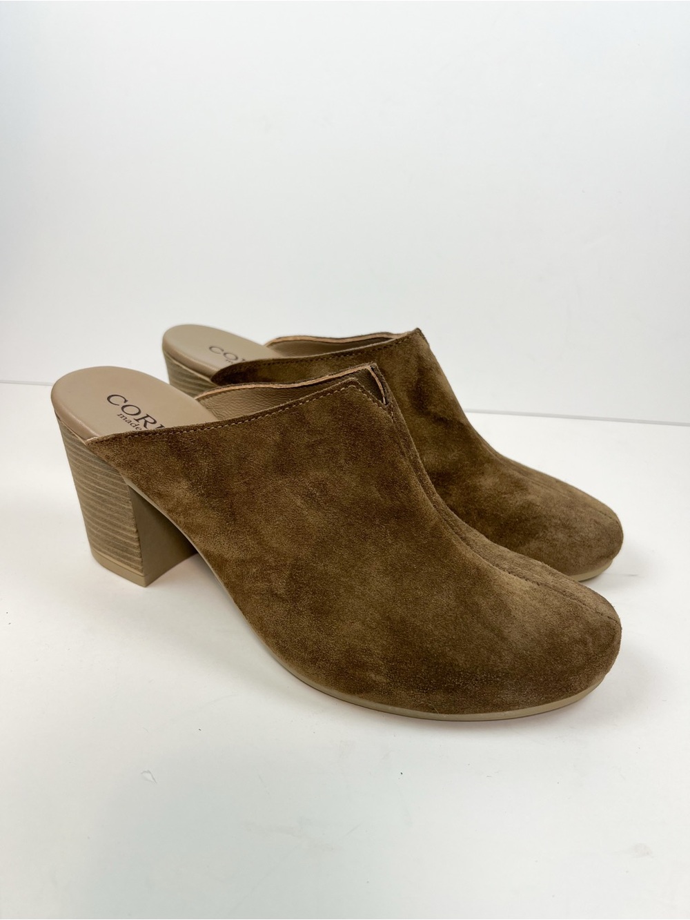 Cordani Heeled Mules Brown Suede Stacked Heel size 40 /Womens US 9 Made in Italy